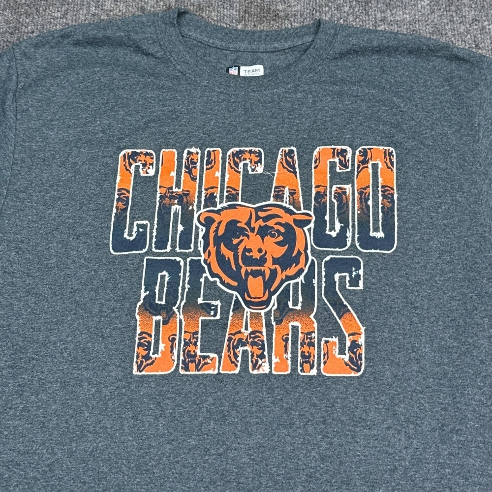 Official Chicago Bears Team Apparel T Shirt Adult Size Large Gray NFL - Picture 3 of 10